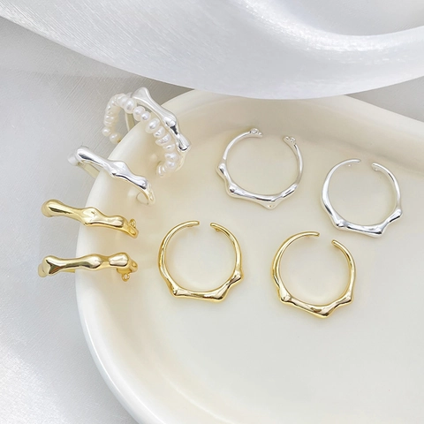 14k Vergoldet Kupfer Bambusknoten Offener Ring Für Damen Minimalistisch Unregelmäßig Flüssigmetall Verstellbarer Fingerring Schmuck Zubehör