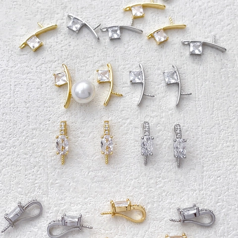 Koperen 14K Vergulde Zirconia Ingelegde Hanger Zetting Voor Parel DIY Sieraden Maken Ketting Armband Accessoire