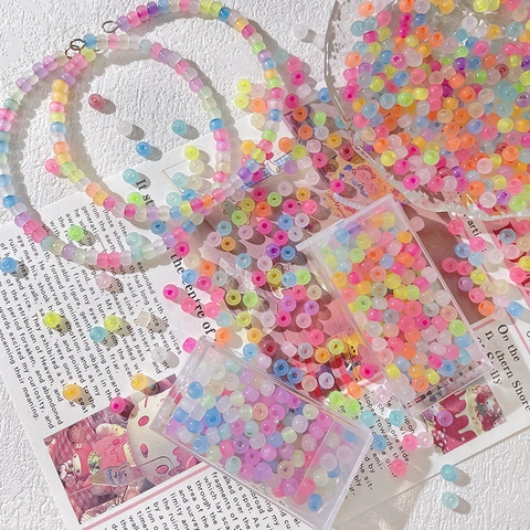DIY Frosted Glass Beads Mixed Colors Pearlescent Round Loose Beads For Jewelry Making Handmade Craft Bracelet Accessories