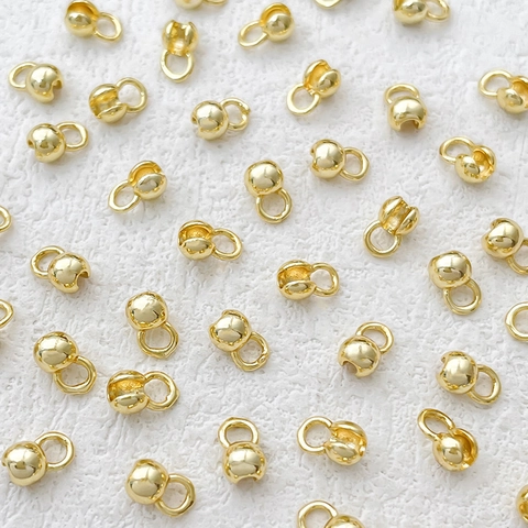 14K Gold Plated Copper Clamshell Bead Tips Calottes For DIY Jewelry Making Necklace Bracelet Connector Ending Findings