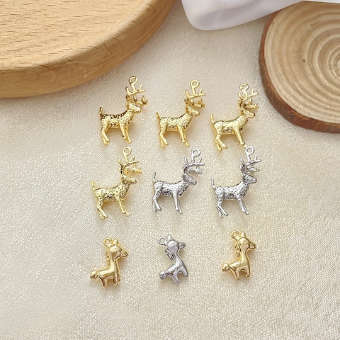 Copper Elk Pony Pendant Charms 14K Gold Plated Animal Shape DIY Jewelry Making Accessories For Necklace Bracelet Women Handcrafted Pendants
