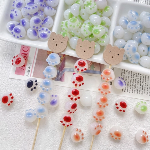 Cute Cat Paw Shape Resin Beads For DIY Jewelry Making Handmade Bracelet Necklace Phone Chain Craft Accessories Beads