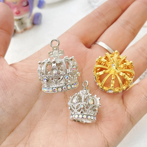 Exklusiver Kupfer Kronen Anhänger Mit Zirkonia DIY Schmuckherstellung Charm 3D Hohlkrone Für Halskette Armband Zubehör
