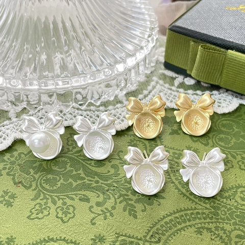 Frans Vintage Strik Kunstparel Oorknopjes Met 925 Sterling Zilver Stift Koper Goud Zilver Verguld DIY Sieraden Accessoires