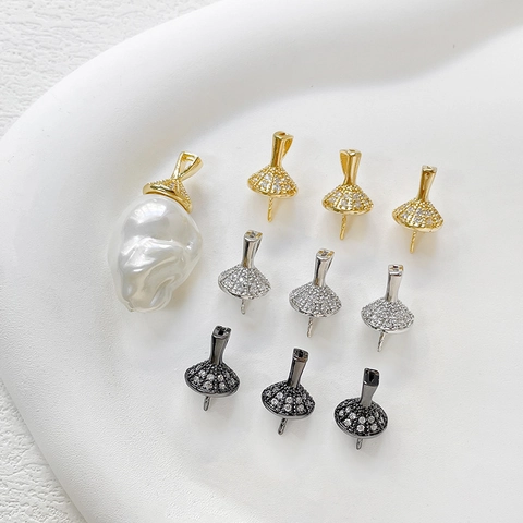 Perno per Ciondolo in Rame con Zirconia per Creazione Gioielli DIY Stile Barocco Oro Argento Nero Accessori