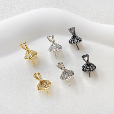 Perno per Ciondolo in Rame con Zirconia per Creazione Gioielli DIY Stile Barocco Oro Argento Nero Accessori