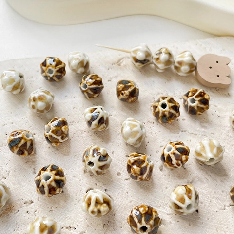 Handmade Vintage Ceramic Beads Glazed Pumpkin Lantern Shape For DIY Jewelry Making Bracelet Necklace Crafting Accessory