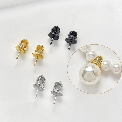 Copper Bulb Shape Pearl Cap Holder DIY Jewelry Making Accessories Plated Gold Silver Black Bead Cap For Necklace Earrings