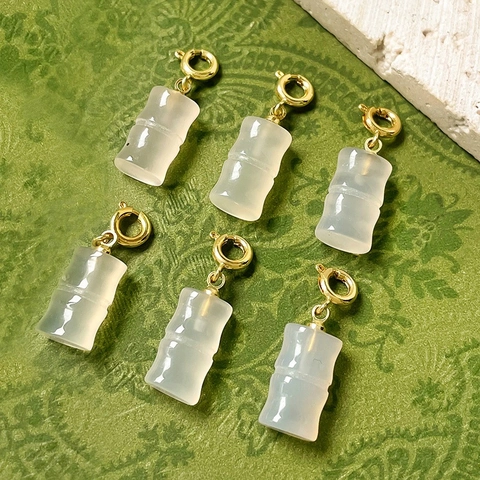 Natural Agate Bamboo Joint Pendant With Gold Clasp DIY Jewelry Findings For Necklace Bracelet Making Vintage Jewelry For Women