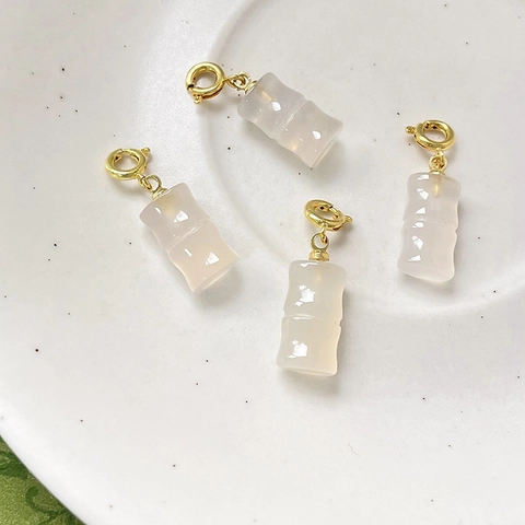 Natural Agate Bamboo Joint Pendant With Gold Clasp DIY Jewelry Findings For Necklace Bracelet Making Vintage Jewelry For Women