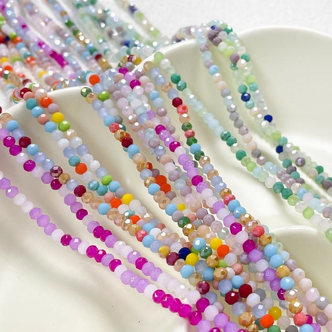 Perles en Cristal Artificiel Rondelle Facettées Multicolores pour la Fabrication de Bijoux DIY Bracelet Collier Boucle d'Oreille Accessoires Style INS