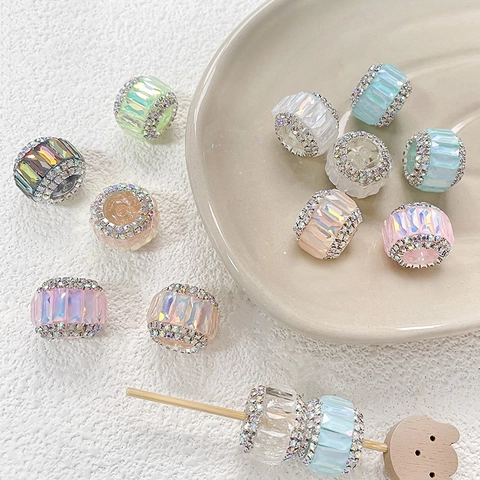 Perles en Vrac en Cristal Artificiel Aurora Avec Bordures en Strass Accessoires de Bijoux DIY pour la Fabrication de Bracelets Colliers
