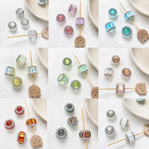 Perles en Vrac en Cristal Artificiel Aurora Avec Bordures en Strass Accessoires de Bijoux DIY pour la Fabrication de Bracelets Colliers