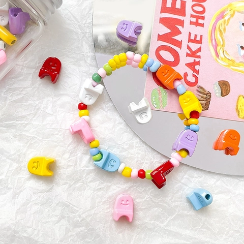 Perles en Alliage Visage Souriant Couleur Macaron Style Chaise en U Accessoires de Fabrication de Bijoux DIY Bracelet Collier