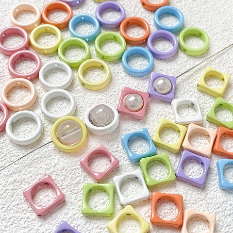 Macaron Color Flower Square Round Spacer Beads Zinc Alloy Resin DIY Jewelry Making Accessories For Bracelet Necklace Handmade