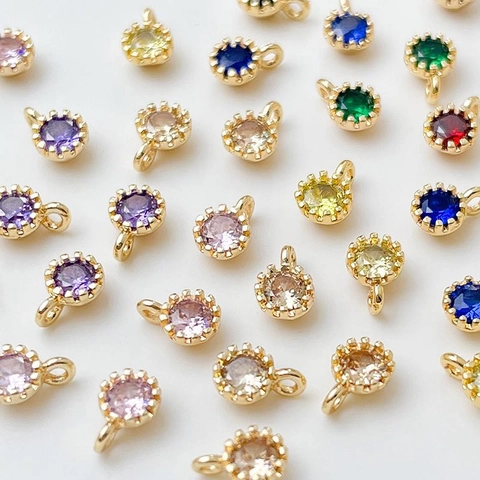 Ciondolo in Cristallo Austriaco Rotondo Placcato Oro per Creazione di Gioielli Fai da Te Collana Orecchini Accessori Multicolore