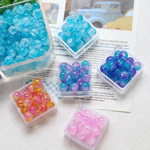 Size 8 Crackle Glass Beads For Jewelry Making Round DIY Handmade Bracelet Necklace Craft Accessories Round Beads 10 Pieces