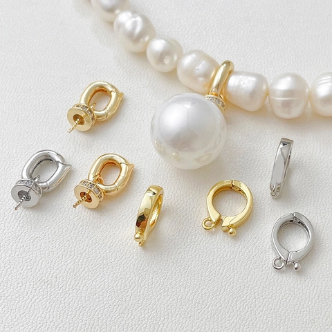 Connettore a Chiusura Universale in Rame con Strass per Creazione Gioielli Fai da Te Gancio per Ciondolo di Perle Accessori Collana