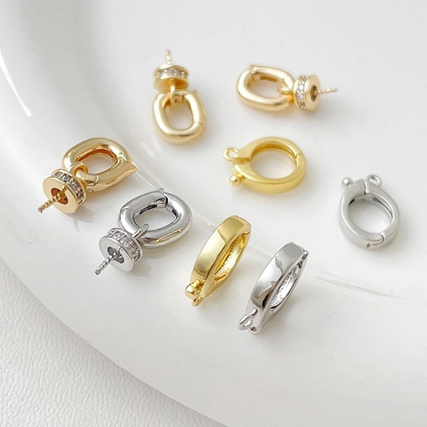 Connettore a Chiusura Universale in Rame con Strass per Creazione Gioielli Fai da Te Gancio per Ciondolo di Perle Accessori Collana