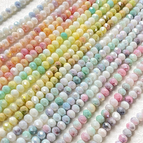 Perline a Ruota in Cristallo Sintetico Sfaccettato Misura 8 Colori Misti Perlescenti Perline Distanziatrici Sciolte per Gioielli Fai-da-te
