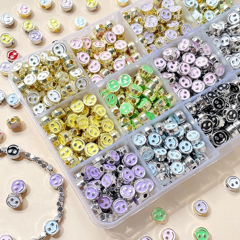 Colorful Alloy Enamel Smiley Face Beads For DIY Jewelry Making Bracelet Necklace Accessories Handcrafted Spacers