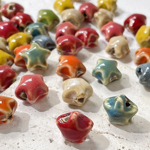 Retro Star Ceramic Beads For DIY Jewelry Making Colorful Glazed Beading Accessories For Bracelets Necklaces Handmade Crafts