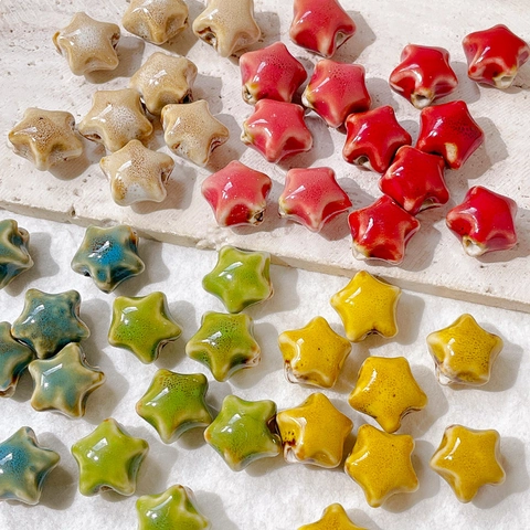 Retro Star Ceramic Beads For DIY Jewelry Making Colorful Glazed Beading Accessories For Bracelets Necklaces Handmade Crafts