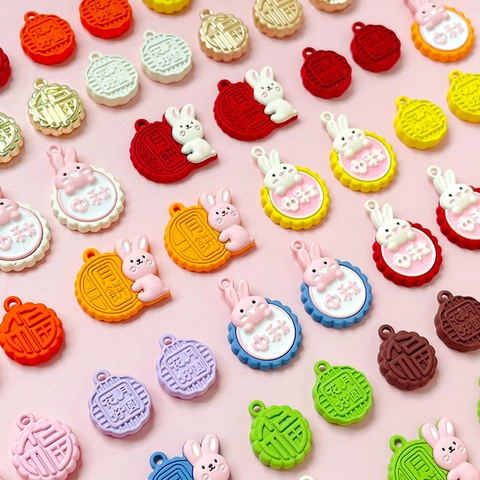 Mid-Autumn Festival Rabbit Mooncake Zinc Alloy Enamel Pendants DIY Jewelry Making Charms For Bracelet Necklace Accessories