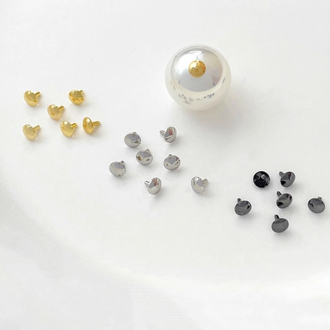 Copper Gold Plated Round Artificial Pearl Hole Plug Cover Artificial Baroque Pearl Concealer DIY Jewelry Making Findings Accessory Mini Metal Stud