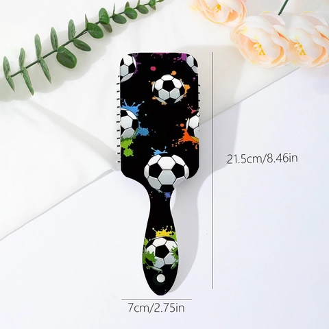 Fußball Element Druck Luftkissenbürste Kopfhautmassage Entwirrende Paddelbürste Für Damen Herren Sportlicher Stil Haarbürste
