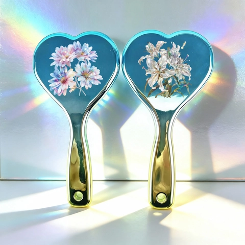 Herzförmiger Luftkissenkamm Galvanisierter Verlauf Blumenmuster Kopfhaut Massagebürste Tragbares Haarstyling Tool Für Damen