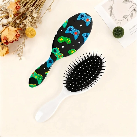 Pettine per Massaggio con Cuscino d'Aria Stampato con Motivo Gamepad Spazzola per Capelli Districante in Plastica ABS per Styling