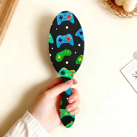 Pettine per Massaggio con Cuscino d'Aria Stampato con Motivo Gamepad Spazzola per Capelli Districante in Plastica ABS per Styling