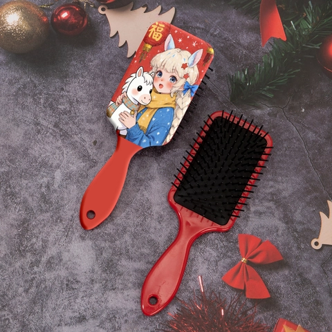 Cartoon Anime Girl Pony Print Air Cushion Hairbrush Scalp Massage Detangling Hair Comb For Women Girls Red Hair Tool Gift