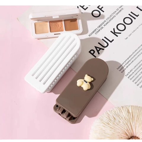 Spazzola Per Capelli Pieghevole Portatile Con Specchio 2-In-1 Decorazione Orso Cartone Animato ABS Mini Pettine Da Viaggio Per Donna Trucco
