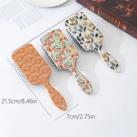 Spazzola per Capelli Massaggiante a Cuscino d'Aria Minimalista Pettine Districante in Plastica con Stampa UV per Donna Casa