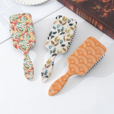 Spazzola per Capelli Massaggiante a Cuscino d'Aria Minimalista Pettine Districante in Plastica con Stampa UV per Donna Casa
