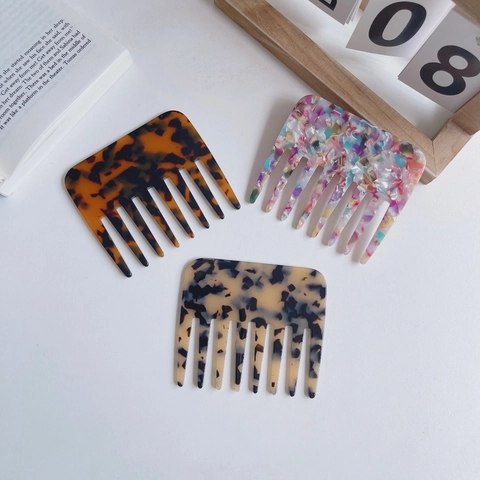 Wide Tooth Acetate Hair Comb Anti-Static Marble Pattern Tortoise Shell Detangling Hair Styling Tool For Women Fashion Haircare Accessory