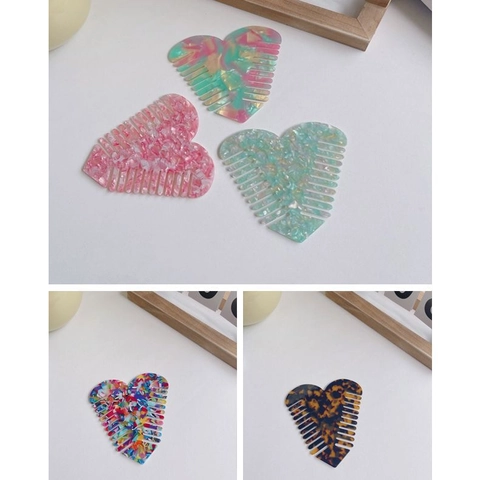Heart Shaped Hair Comb Anti Static Marble Pattern Fashion Styling Hair Brush Portable Detangling Comb For Women Beauty