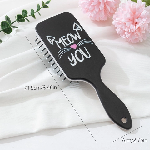 Cartoon Cat Paddle Hair Brush With Air Cushion Scalp Massage Brush Personalized Matte ABS Detangling Comb For Women Girls