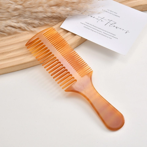 Acetate Hair Comb For Women Portable Anti-static Marble Tortoise Pattern Dual Side Fine Wide Tooth Detangling Styling Comb