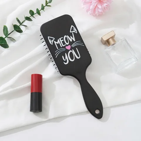 Cartoon Cat Paddle Hair Brush With Air Cushion Scalp Massage Brush Personalized Matte ABS Detangling Comb For Women Girls