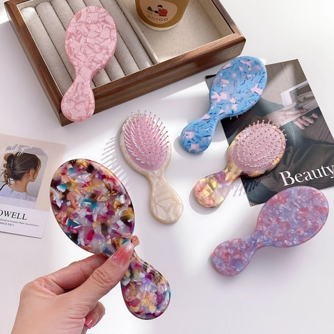 Tragbare Acetat Luftkissen Haarbürste Für Damen Elegante Marmormuster Kopfhaut Massage Kamm Ästhetische Haarpflege Tool