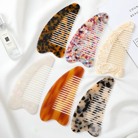 Celluloseacetat Haarkamm Für Damen Französisch Elegant Grobzinkiger Entwirrungskamm Marmor Schildpatt Muster Haarstyling Tool
