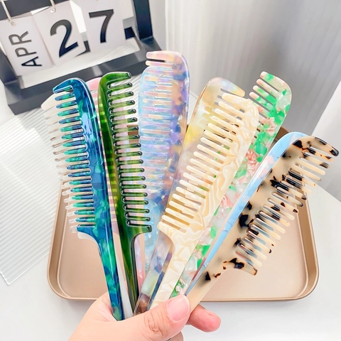 Professioneller Acetat Stielkamm Antistatisch Marmormuster Feinzahn Haar Styling Scheiteln Kamm Für Damen Salon Alltag