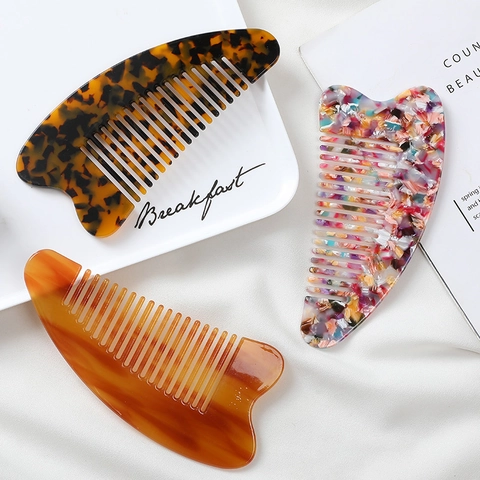 Celluloseacetat Haarkamm Für Damen Französisch Elegant Grobzinkiger Entwirrungskamm Marmor Schildpatt Muster Haarstyling Tool