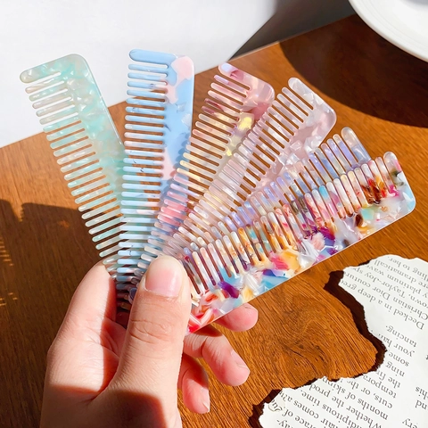 Leopard Print Cellulose Acetate Hair Comb Anti-Static Portable Detangling Fine Tooth Comb For Women Daily Travel Hair Care