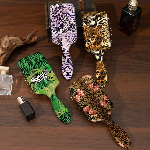 Professionele Luchtkussen Haarborstel Voor Dames Jungle Zebra Luipaardprint Massage Paddle Borstel Ontwarrende Haarkam Beauty Haarverzorging Tool