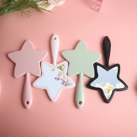 Portable Five-Pointed Star Handheld Makeup Mirror Creative Small Decorative Hand Mirror With Handle For Women Travel Vanity Mirror