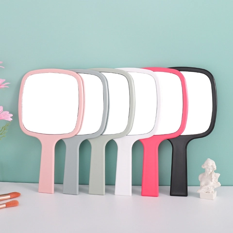 Portable Handheld Makeup Mirror HD Aluminum Surface ABS Frame Rectangular Cosmetic Vanity Mirror For Women Beauty Salon Use